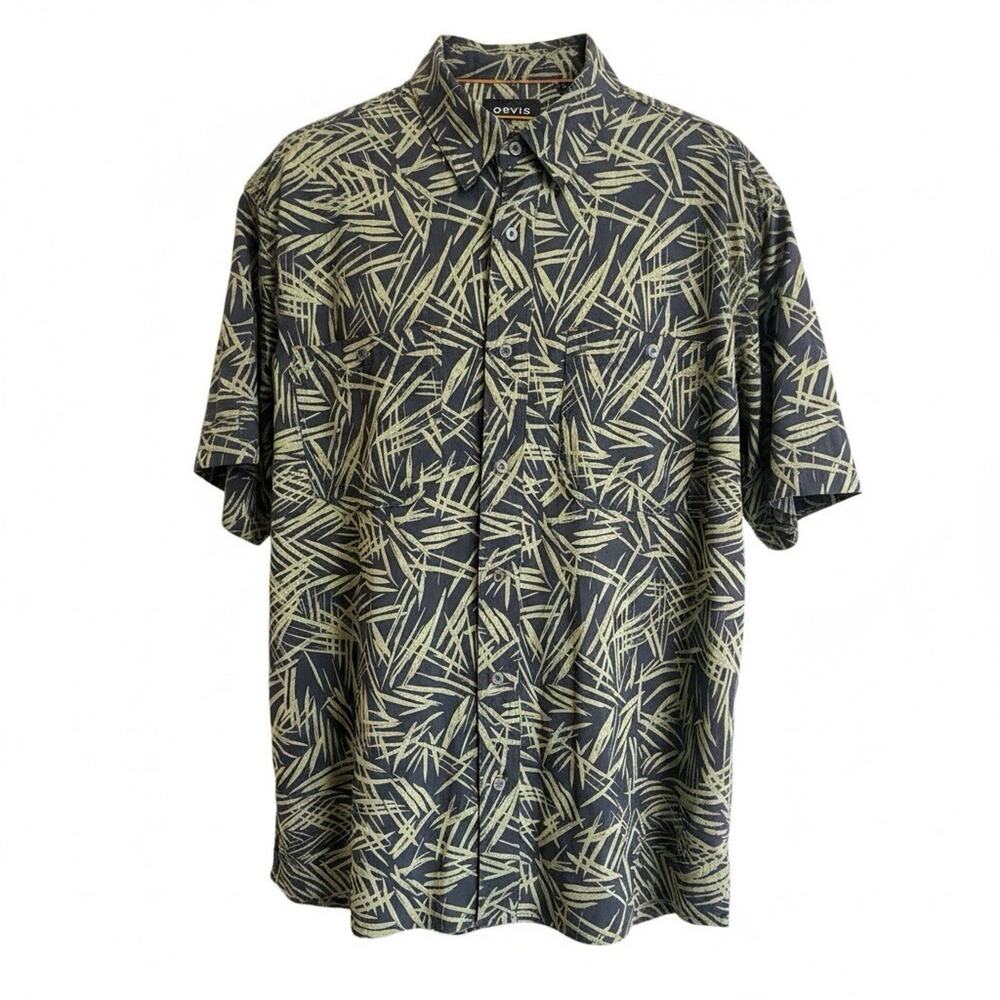 Orvis Mens XL Active Fit Button Down Short Sleeve Shirt Tropical Outdoor Camp